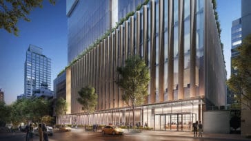 Rendering of New York Blood Center's proposed tower/Ennead Architects via NYC Planning