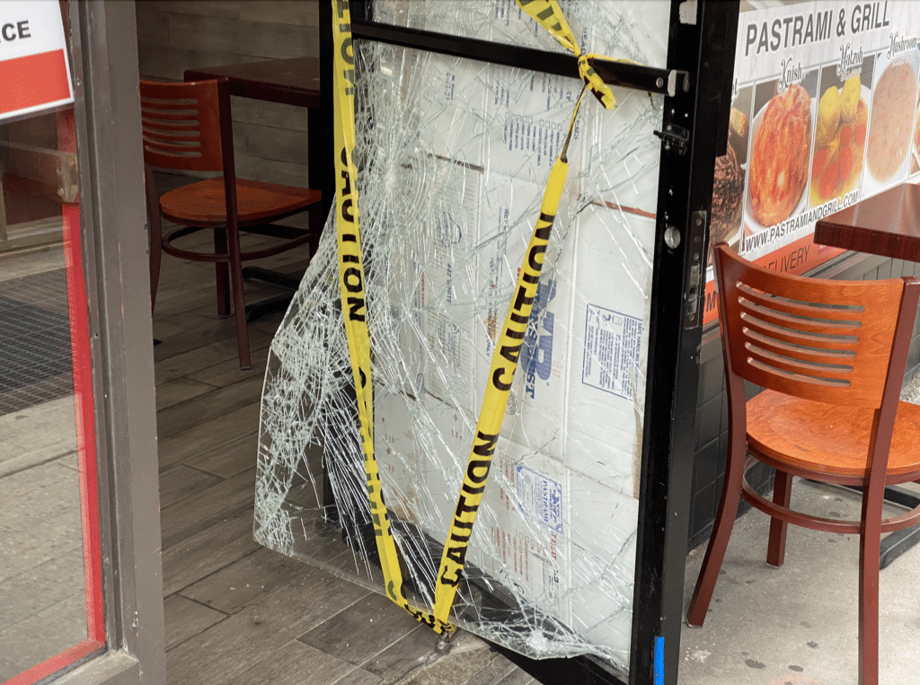 Pastrami & Grill Burglarized, Door Smashed