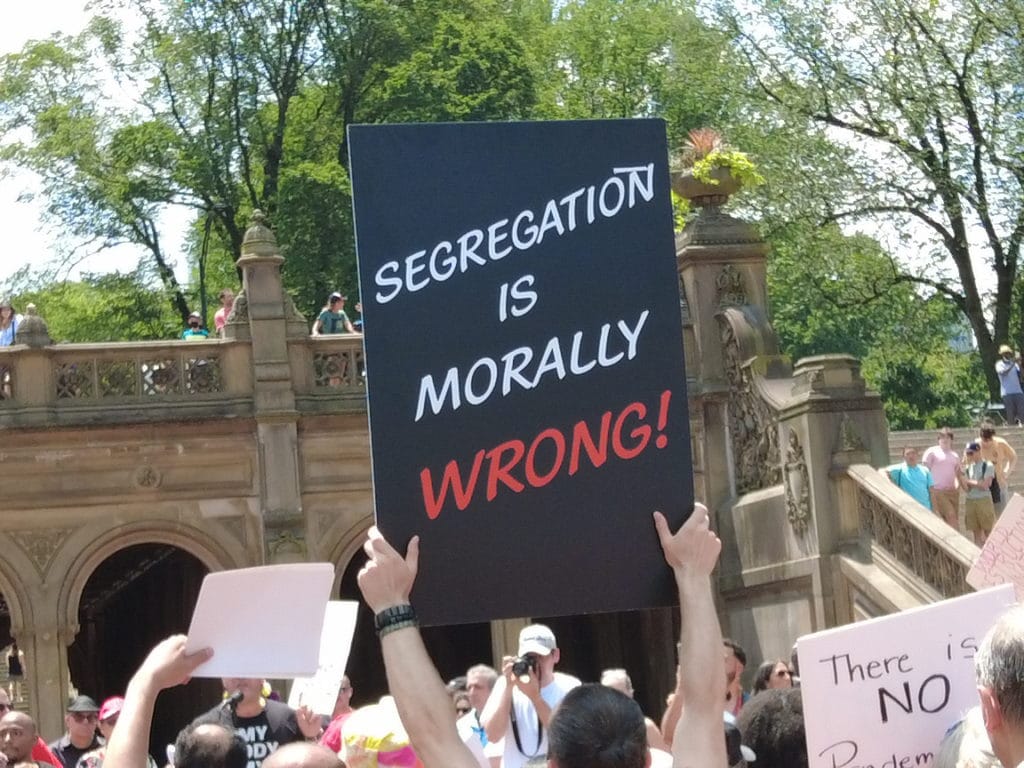 Anti-vaccination sign at Central Park Protest/Upper East Site