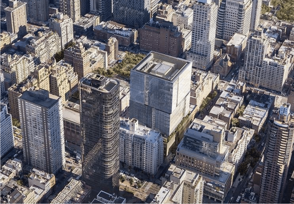Rendering of New York Blood Center's proposed tower/ Ennead Architects via NYC Planning
