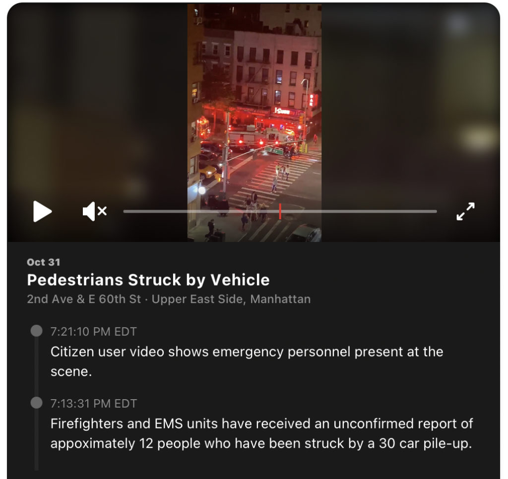 Citizen App alerted thousands to UES pileup that never occurred/Citizen App