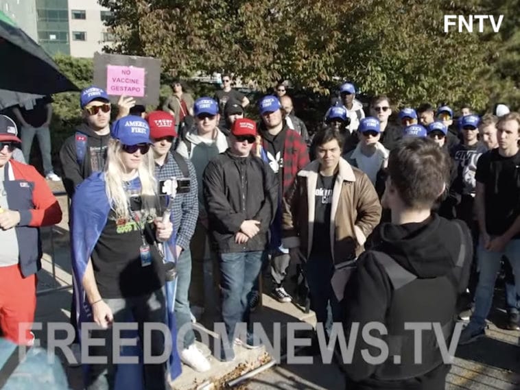 White Supremacist Nicholas Fuentes speaks at anti-vax rally outside Staten Island University Hospital/FreedomNews.tv
