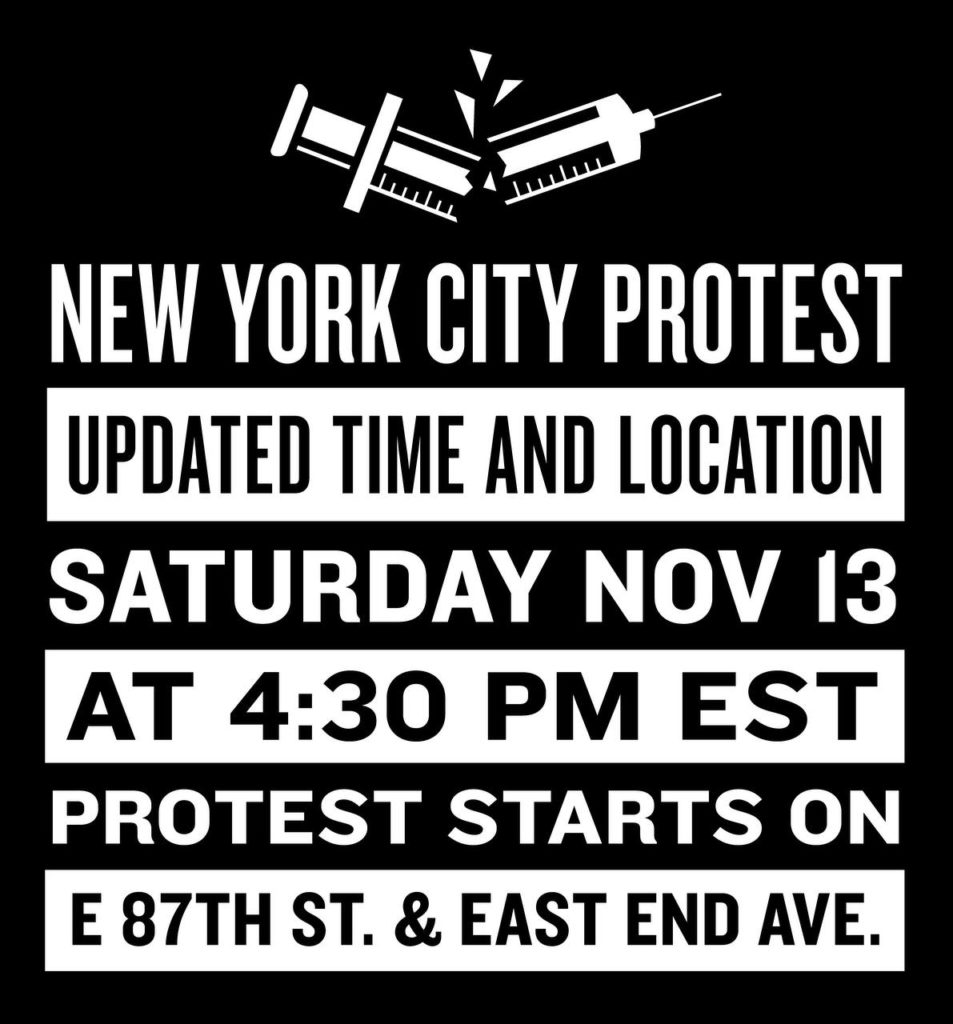 Flier for Saturday's Anti-Vax Rally on the UES/Nicolas Fuentes via Telegram