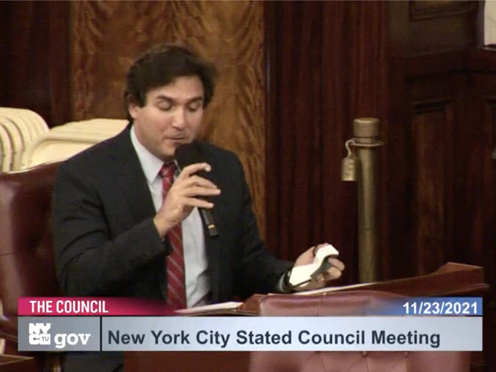 Council Member Kallos speaks before vote on Blood Center tower/City Council via NYCtv