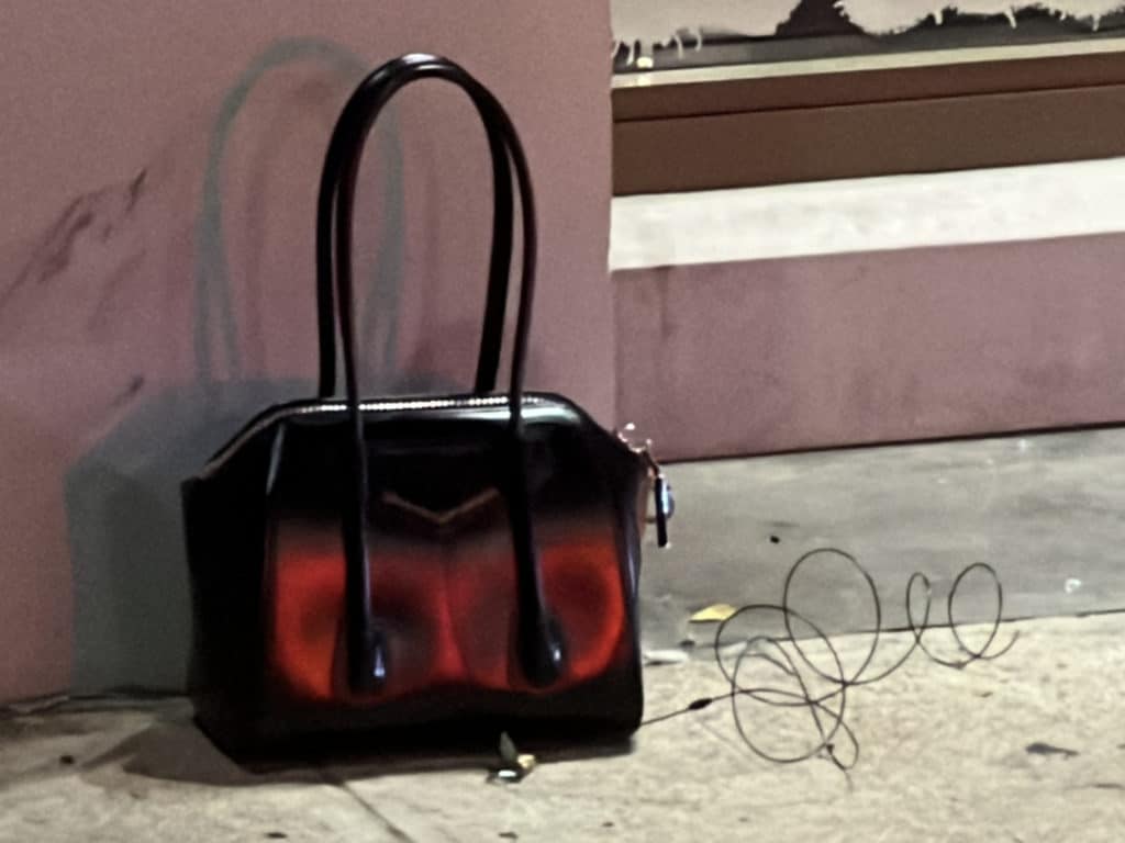 Stolen Givenchy purse on sidewalk left behind by robbers/Upper East Site