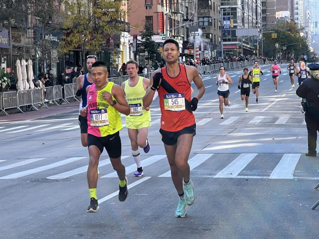 NYC Marathon participants run up First Avenue on the Upper East Side/Upper East Site