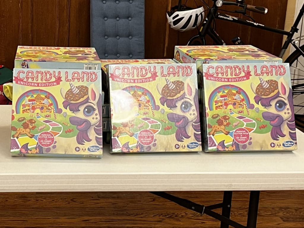 Candyland games available at UES Mutual Aid 'toy store' last year | Meryl Jacobs for Upper East Site