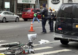 NYPD officers investigate after cyclists were struck by a truck/Upper East Site