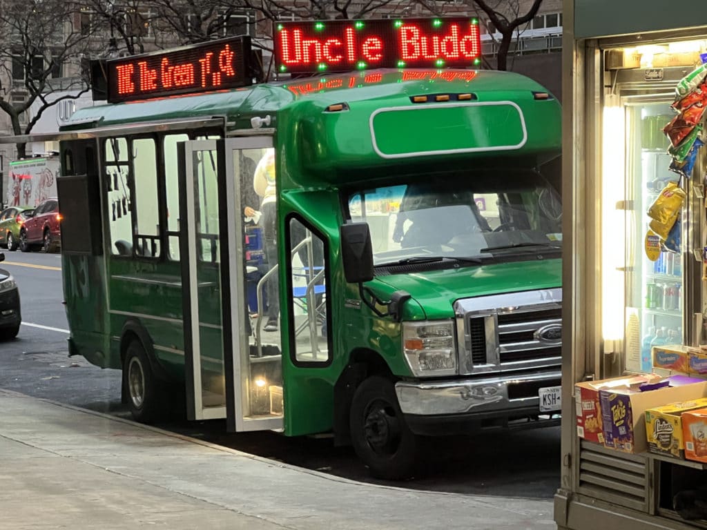 Uncle Budd's weed bus on East 86th Street is open 11:00 am to 11:00 pm/Upper East Site