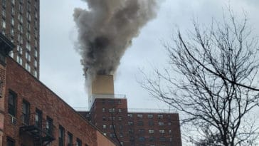 Smoke billows from NYCHA building on First Avenue/Max Burns