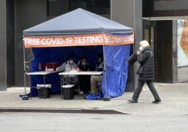 PacGenomics Covid-19 testing tent at East 68th Street and Third Avenue/Upper East Site