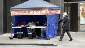 PacGenomics Covid-19 testing tent at East 68th Street and Third Avenue/Upper East Site