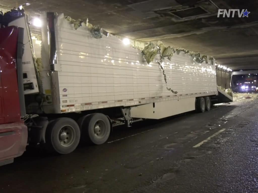 Unauthorized Tractor Trailer Ripped Open by Upper East Side FDR Drive Overpass 
