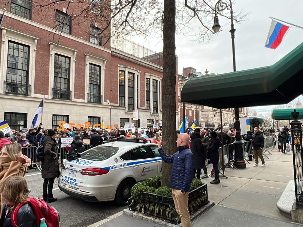 Protesters continued their demonstration outside the Russian Consulate on East 91st Street/Upper East Site