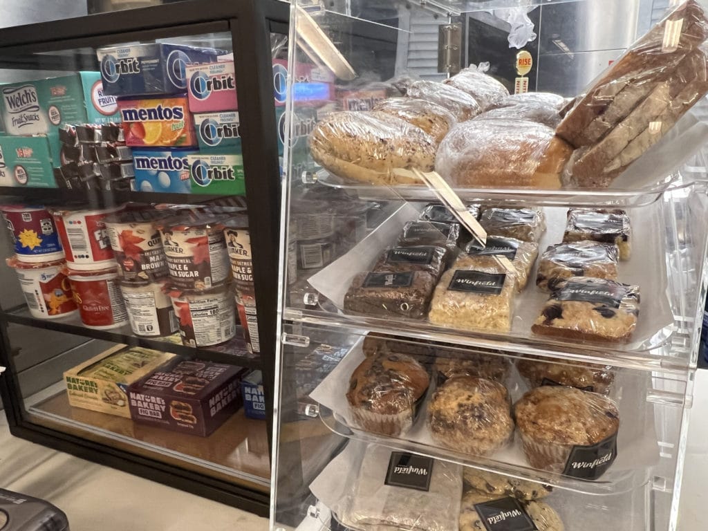 Pastries, candy and gum are all available at Winfield Street Coffee/Upper East Site