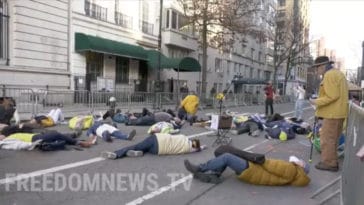 Protesters hold 'die-in' in front of Russian Consulate on the UES