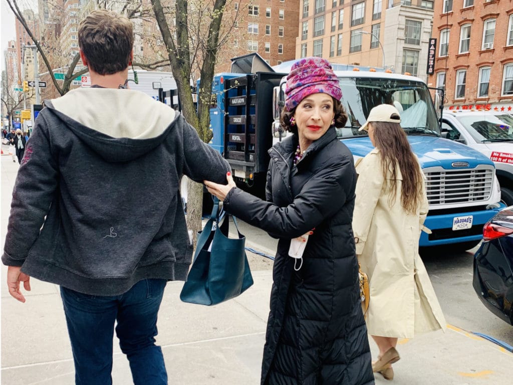 Marin Hinkle, who portrays Mrs. Maisel's mother, spotted on Third Avenue near East 76th Street
