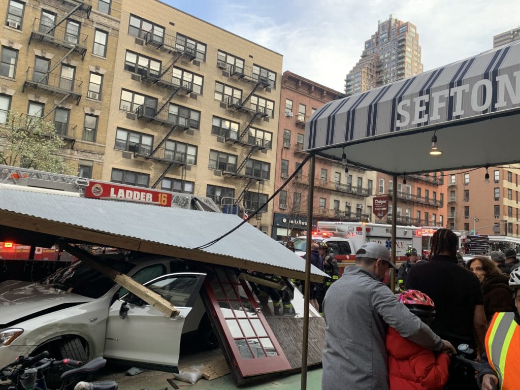 Car crashes into dining shed outside the Sefton Bar on the UES