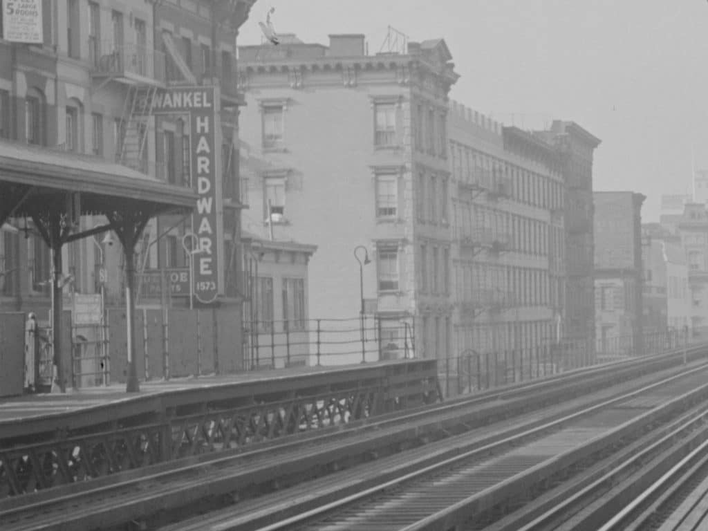 Wankel's Hardware sign seen looking south from the East 89th Street Third Avenue El Station, 1942