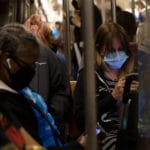 Riders on a D train in Manhattan on Monday | Ben Fractenberg/THE CITY