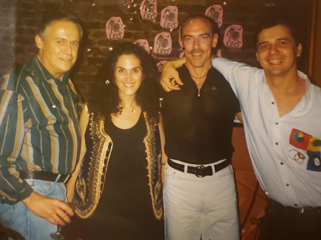 From left to right: Former owner Joe Connell, singer Lauren Mufson, Ron Hess and current owner Jim Luzar in 1991 | Brandy's Piano Bar