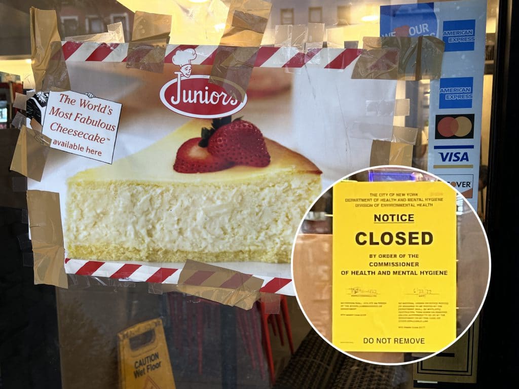 Centro Pizza obscured the Health Department closure notice with a cheesecake sign | Upper East Site