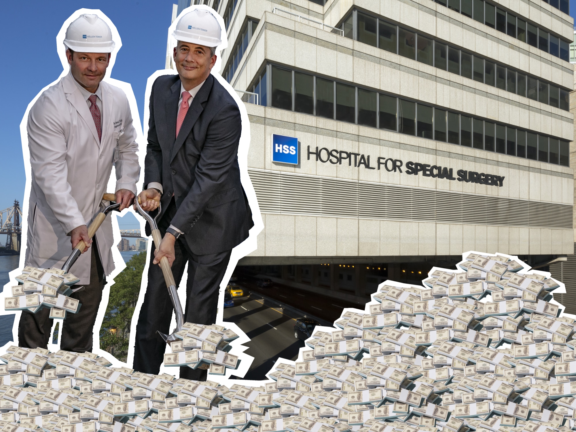 HSS surgeon-in-chief Bryan T. Kelly and CEO Louis Shapiro were paid millions while the hospital received taxpayer dollars | Bespoke Films, Envato Elements, Composite by Upper East Site