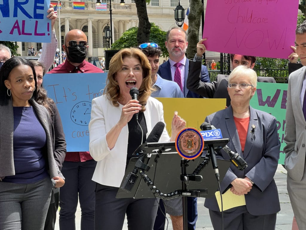 UES City Council Member Julie Menin leads rally for universal childcare in City Hall Park | Upper East Site
