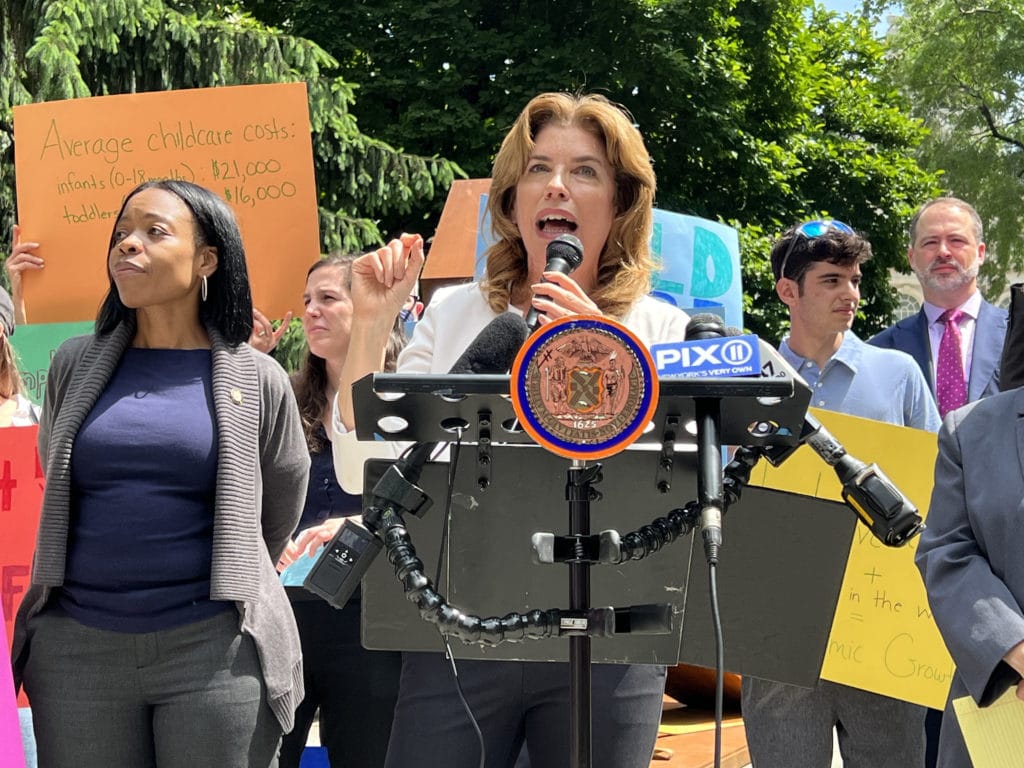 UES City Council Member Julie Menin leads rally for universal childcare in City Hall Park | Upper East Site