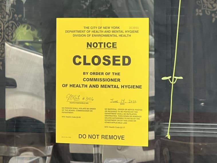 Om Indian restaurant was closed by the NYC Health Department on June 14th | Upper East Site