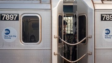 A 7 train pulls into the 111th Street station in Queens, where a teenager was found unconscious after allegedly train surfing. June 24, 2022