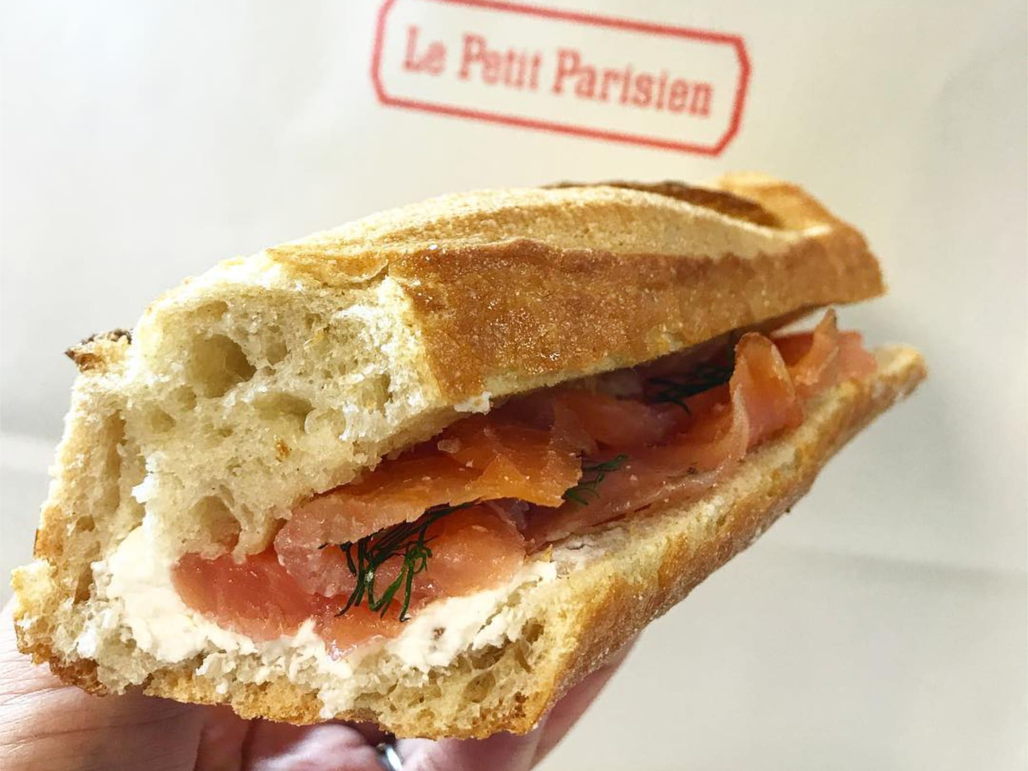 Le Petit Parisien's Jules Verne with smoked salmon, cream cheese, fresh dill