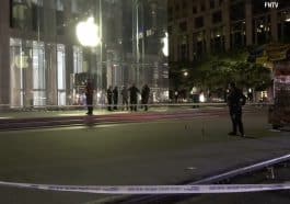 A dispute outside the Apple store on Fifth Avenue escalated into a shootout, police say