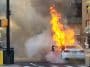 A Volkswagen Jetta burst into flames on Third Avenue near East 86th Street Saturday afternoon