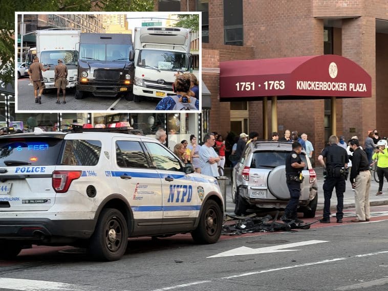 A chase through the Upper East Side ended with a crash and a gunpoint robbery