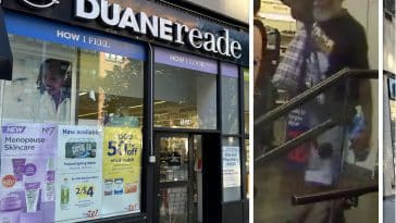 Police say the robbery suspect threatened a Duane Reade employee with a screwdriver | Upper East Site, NYPD (inset)