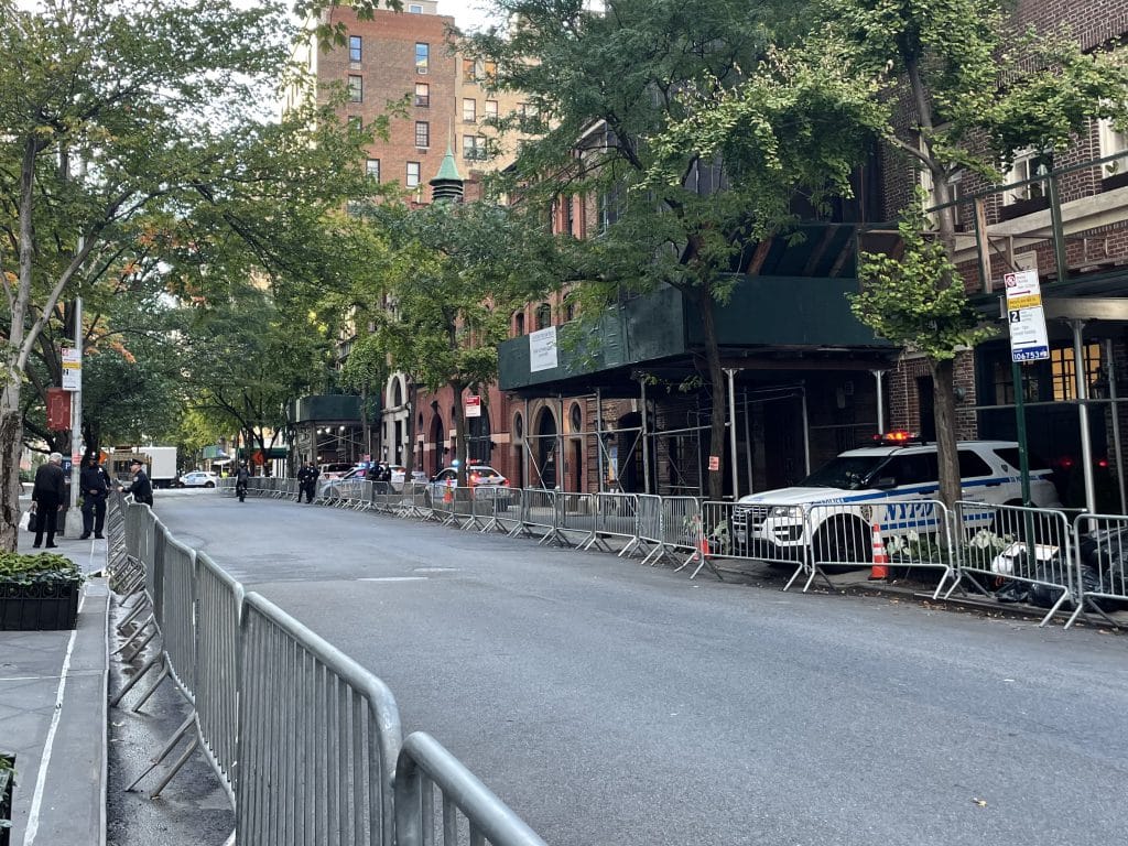 East 69th Street is has been closed to traffic ahead of President Biden's visit 