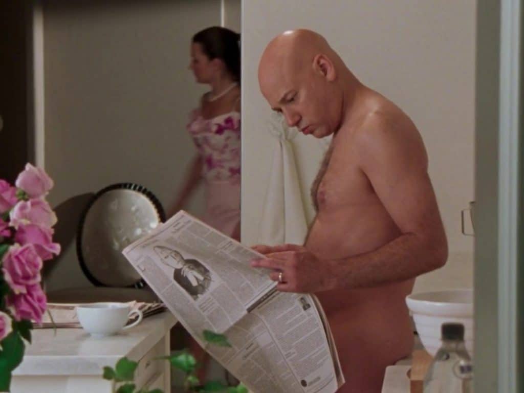 Evan Handler reads a newspaper in the nude as Harry on Sex and the City | HBO