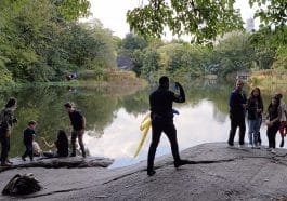 Police tell park-goers they have to leave Turtle Pond in Central Park after a body was found