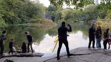 Police tell park-goers they have to leave Turtle Pond in Central Park after a body was found