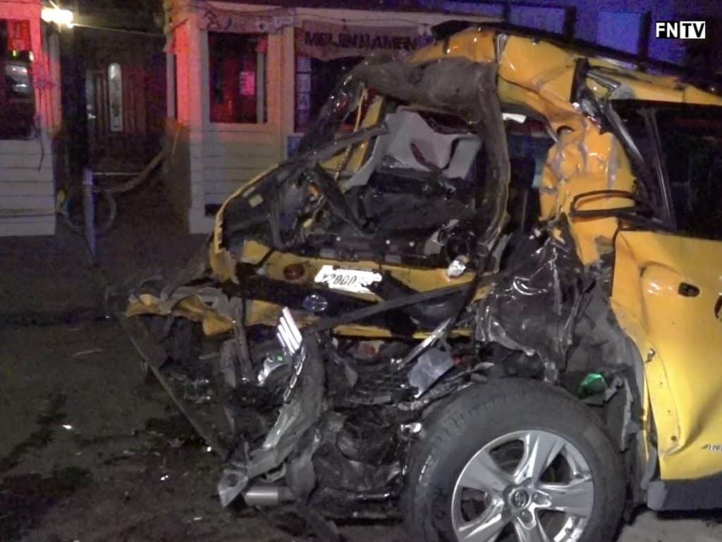 The parked Toyota RAV4 taxi was totaled in the crash on Second Avenue, Upper East Side