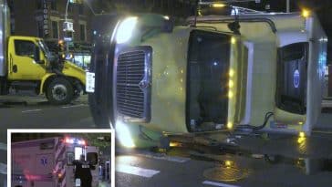 Violent crash on East 86th Street flips box truck early Thursday morning
