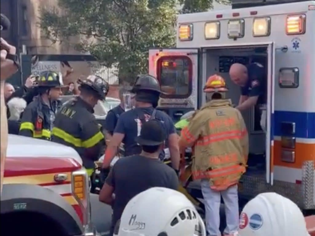 The construction worker was rescued after being trapped underground for more than an hour 