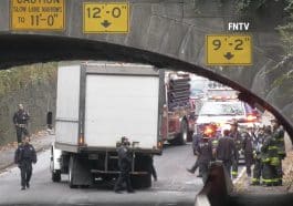 Oversize box truck strikes Central Park overpass near the Upper East Side