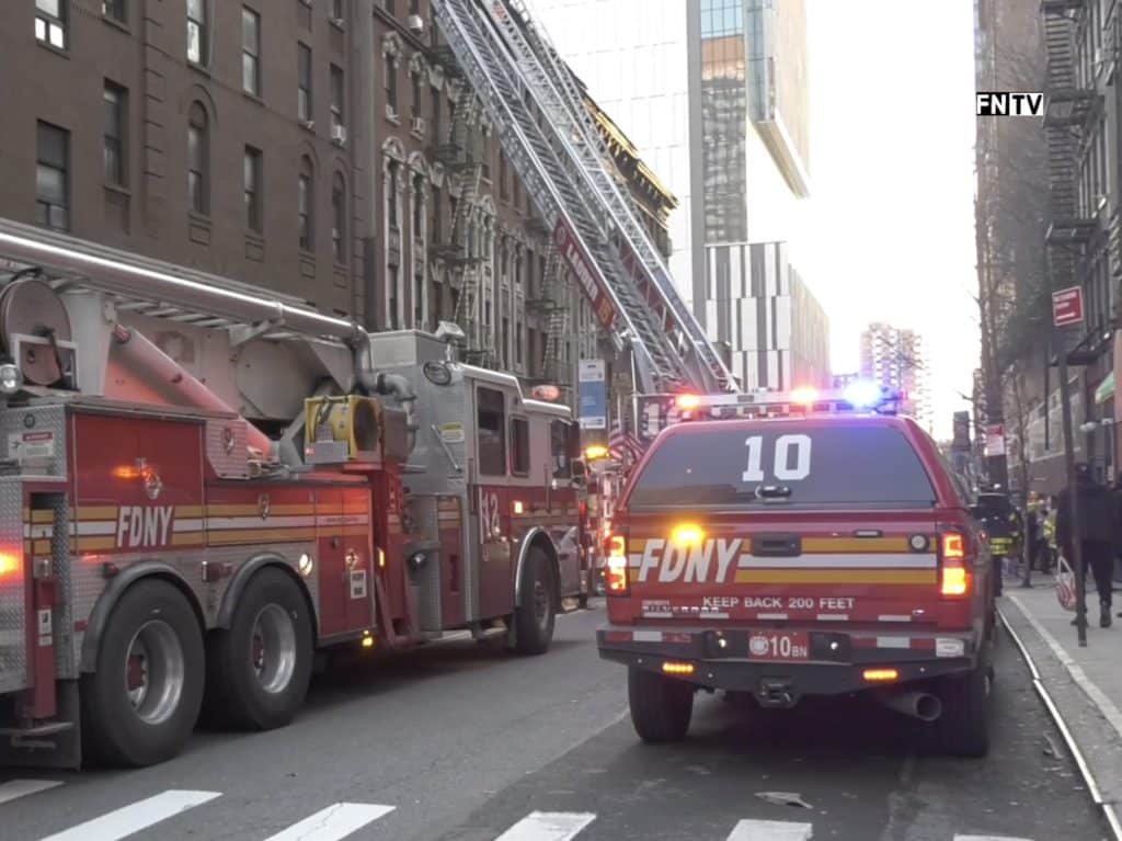 FDNY crews battled a fire at 503 East 73rd Street on Saturday morning