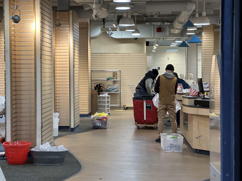Crews were seen removing clothing displays from Lester's on Monday | Upper East Site