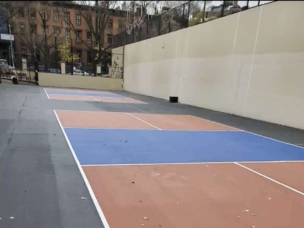 Pickleball courts made from converted handball courts at J.J. Walker Park 