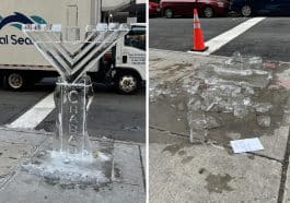 Ice menorah smashed in second holiday attack on UES Jewish center | Upper East Site