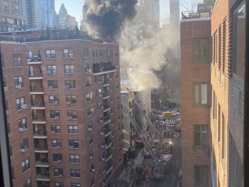The fire sparked on the ground floor of 404 East 63rd Street