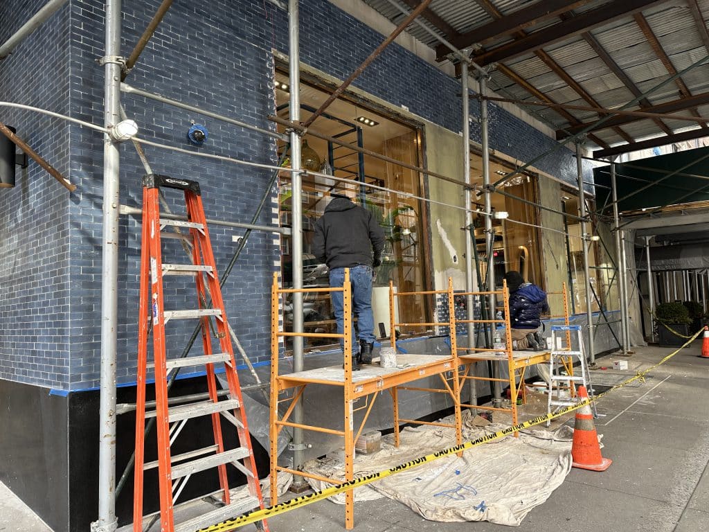 Construction was still being done on the store's facade this week | Upper East Site